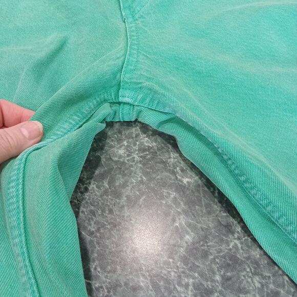 Zara Green High Waisted Wide Leg Jeans Raw Hem Women’s Size 4 Green - Picture 4 of 13